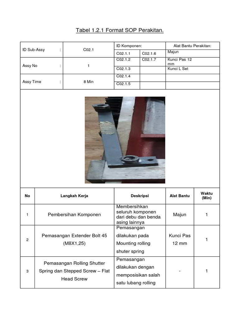 Format SOP Sub-Assembly Perakitan | PDF