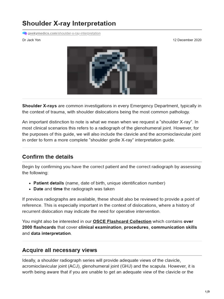 Shoulder X-ray Interpretation Guide | PDF | Teaching Methods & Materials