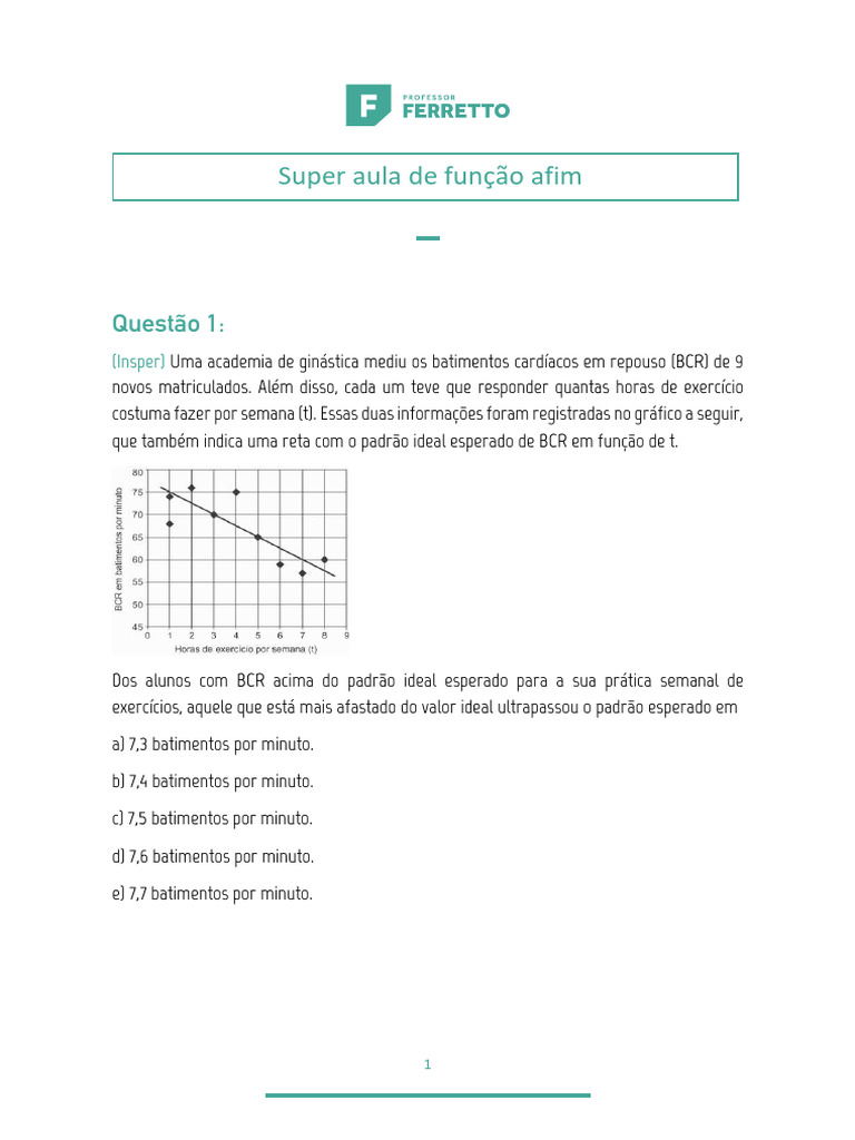 Função Afim - Super Aula de Função Afim | PDF