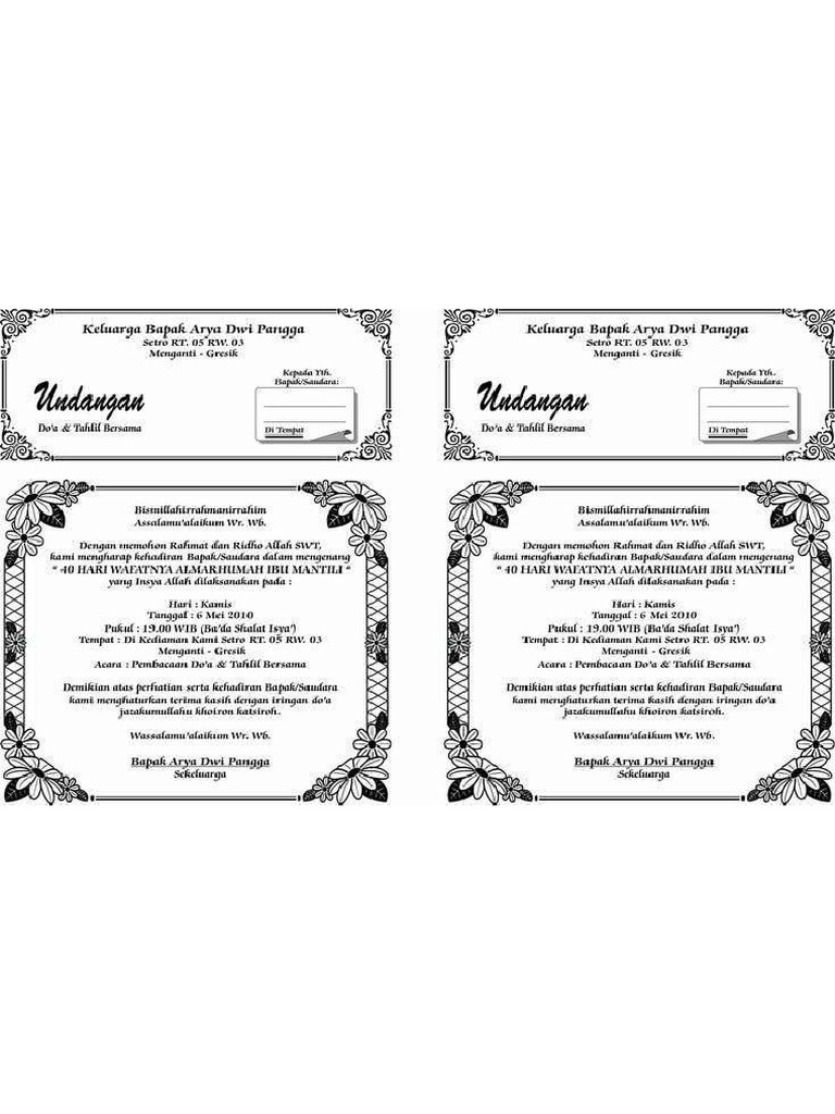 format undangan tahlil | PDF