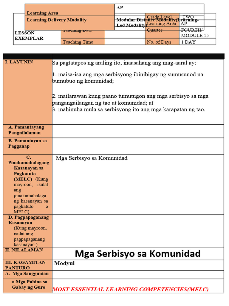 Mga Serbisyo Sa Komunidad | PDF