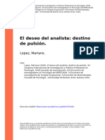 Lopez, Mariano (2020). El Deseo Del Analista Destino de Pulsión