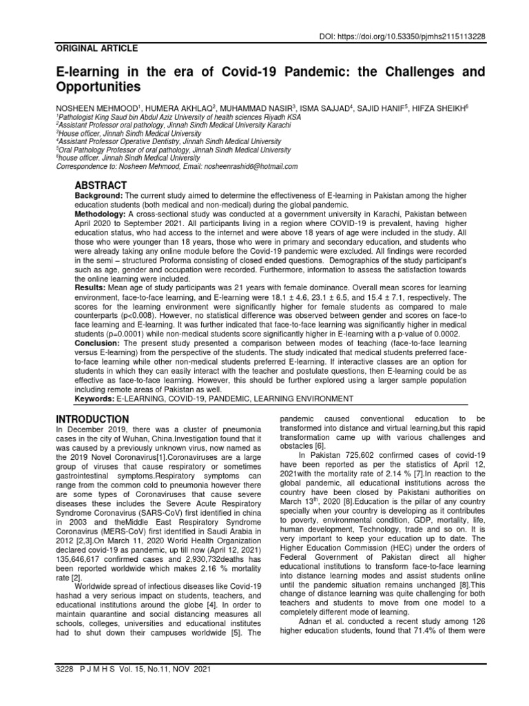 E-Learning in The Era of Covid-19 Pandemic: The Challenges and ...