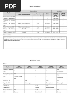 Health and Wellness II Journal Template Copy