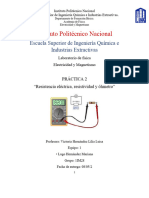 Practica 2 Resistencia Eléctrica, Resistividad y Óhmetro