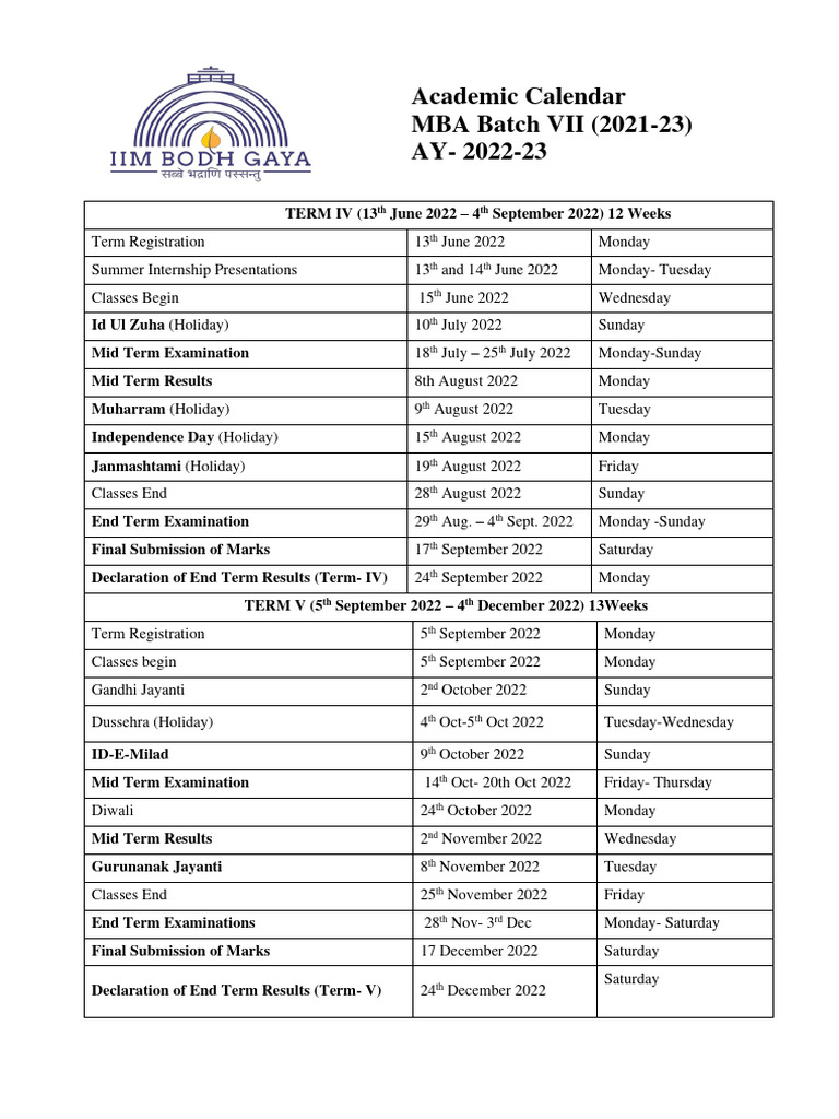 Academic Calendar 2nd Year PDF Academic Term