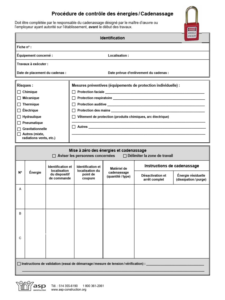 Procédure de cadenassage simplifiée | PDF
