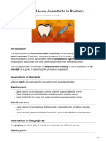 Administration of Local Anaesthetic in Dentistry