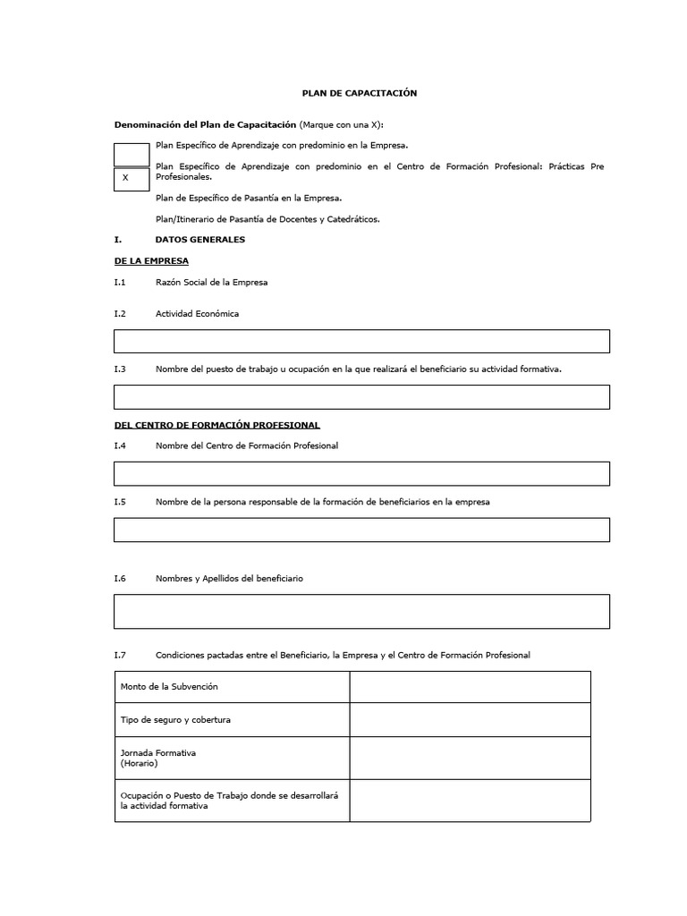 Modelo de Plan de Capacitacion | PDF | Negocios | Finanzas y dinero
