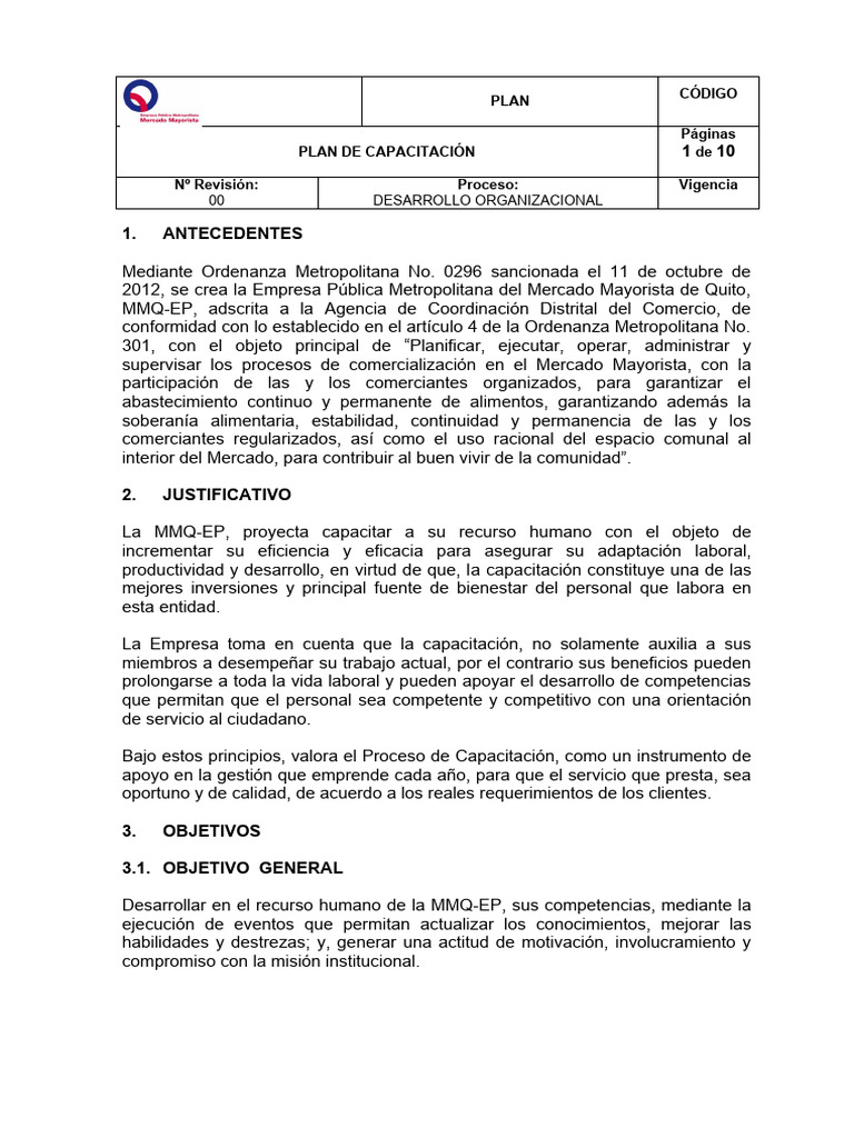 Anexo 7 PLAN DE CAPACITACIÓN 2013 | PDF