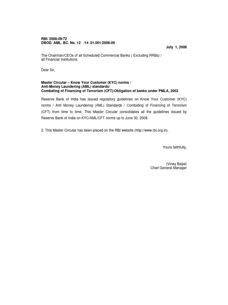 KYC/AML Guidelines for Banks | PDF