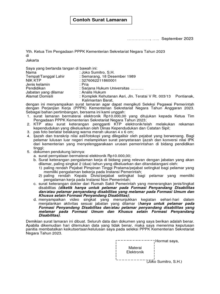 3913format surat lamaran pppk 2023 pdf