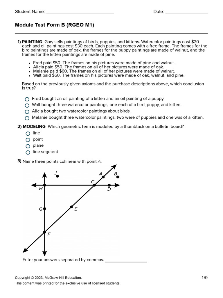 Module Test Form B - RGEO M1 | PDF