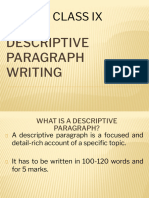 IX English Descriptive Paragraph Writing