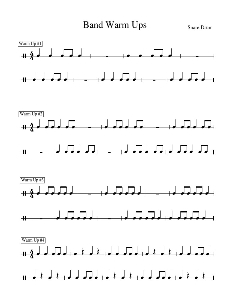 Band Warm Ups Snare Drum PDF