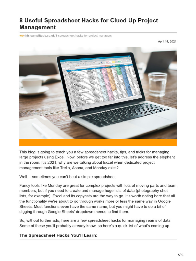 thisisamplitude.co.uk8 Useful Spreadsheet Hacks for Clued Up Project