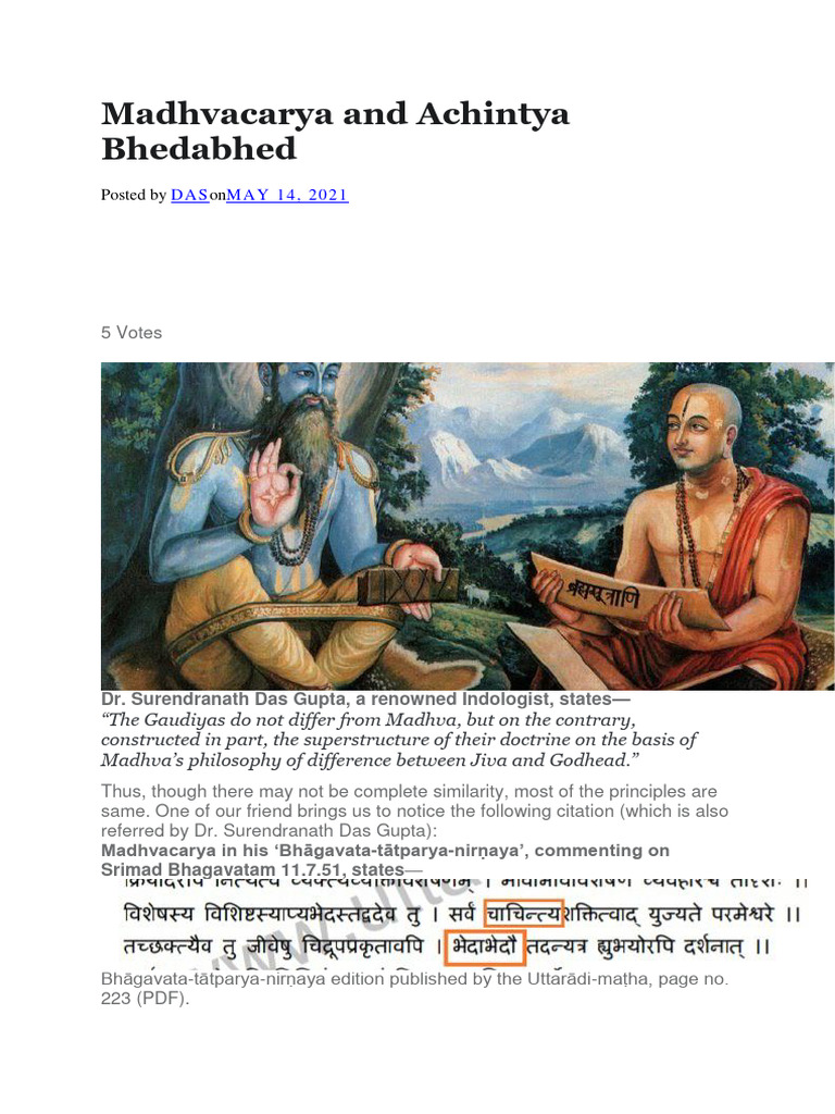 Madhvacarya's Bhedabhed Philosophy Explained | PDF | Religion ...