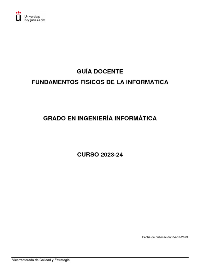 GuiaDocente - FUNDAMENTOS FISICOS DE LA INFORMATICA-3 | PDF