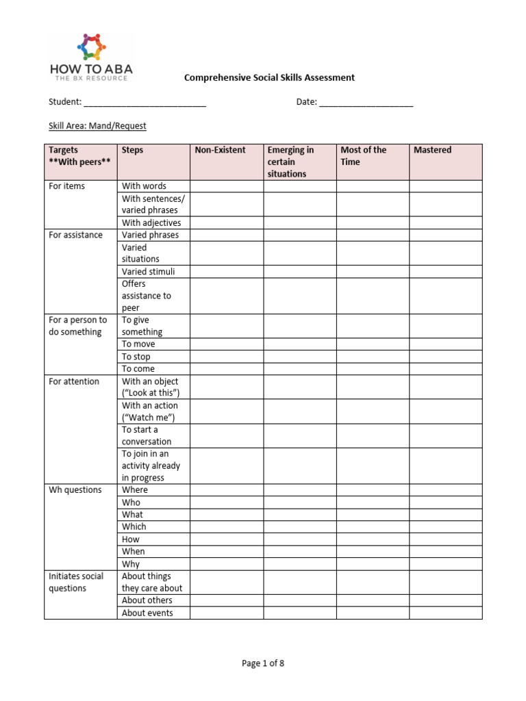 Social skills comprehensive assessment 1 pdf imitation nonverbal