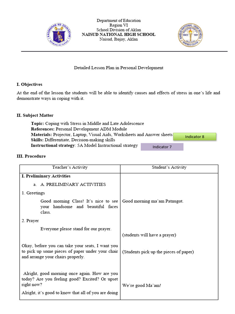 Coping with Stress: A Lesson Plan | PDF | Stress (Biology) | Lesson Plan