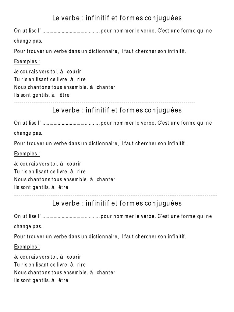 Verbes : Infinitif et Conjugaisons | PDF