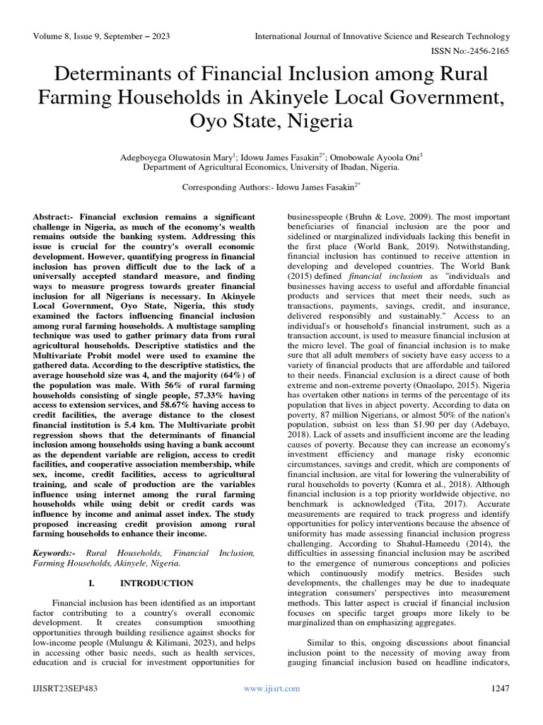 Financial Inclusion in Rural Nigeria | PDF | Finance & Money Management ...
