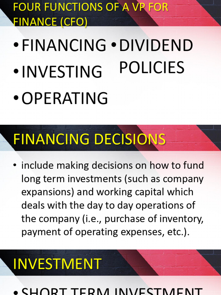 Financing Investing Operating Dividend Policies PDF Dividend