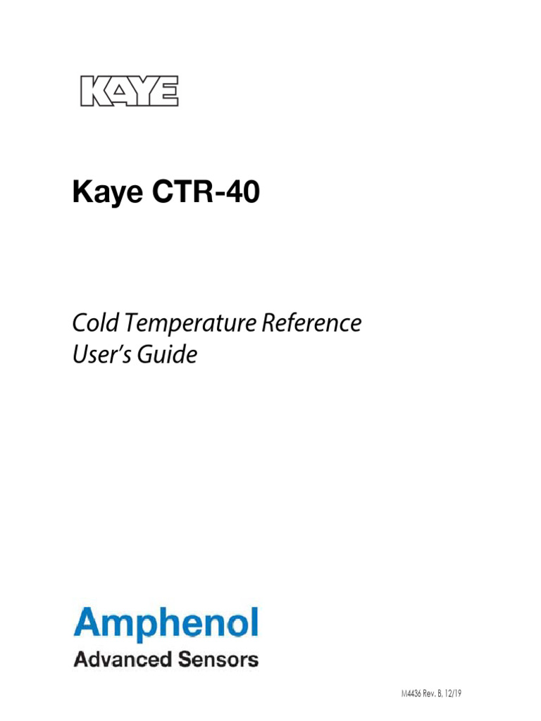 Kaye CTR-40 Cold Temp Reference Guide | PDF