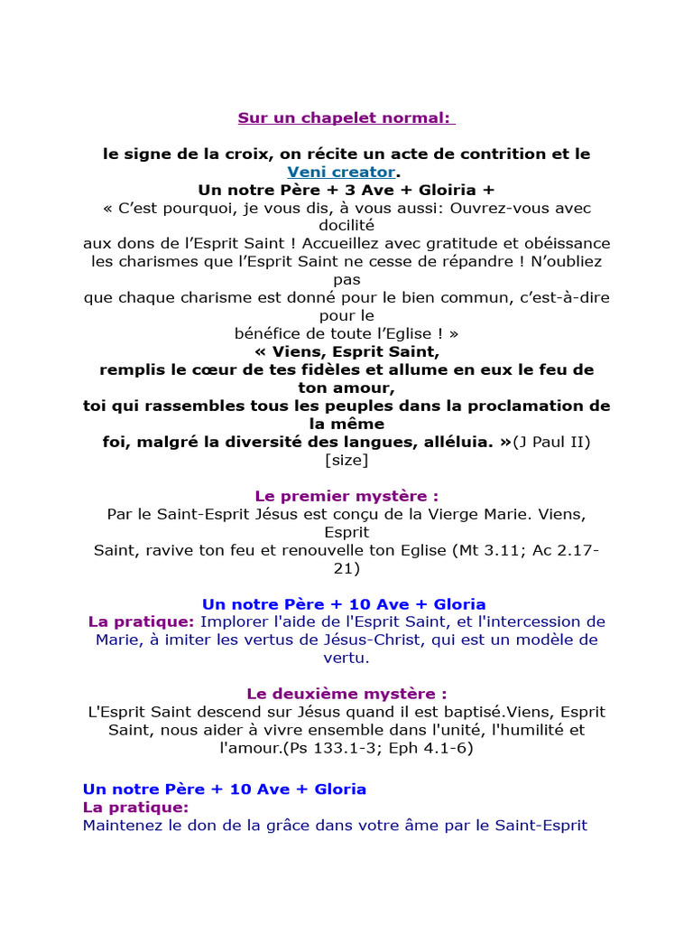 Chapelet du Saint Esprit : Guide de prière | PDF | Philosophie ...