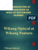Wikang Opisyal at Wikang Panturo