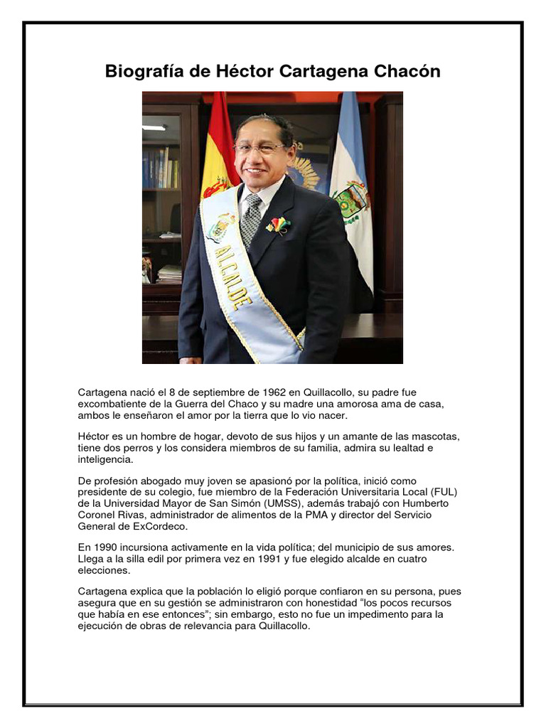 Biografía de Héctor Cartagena Chacón | PDF