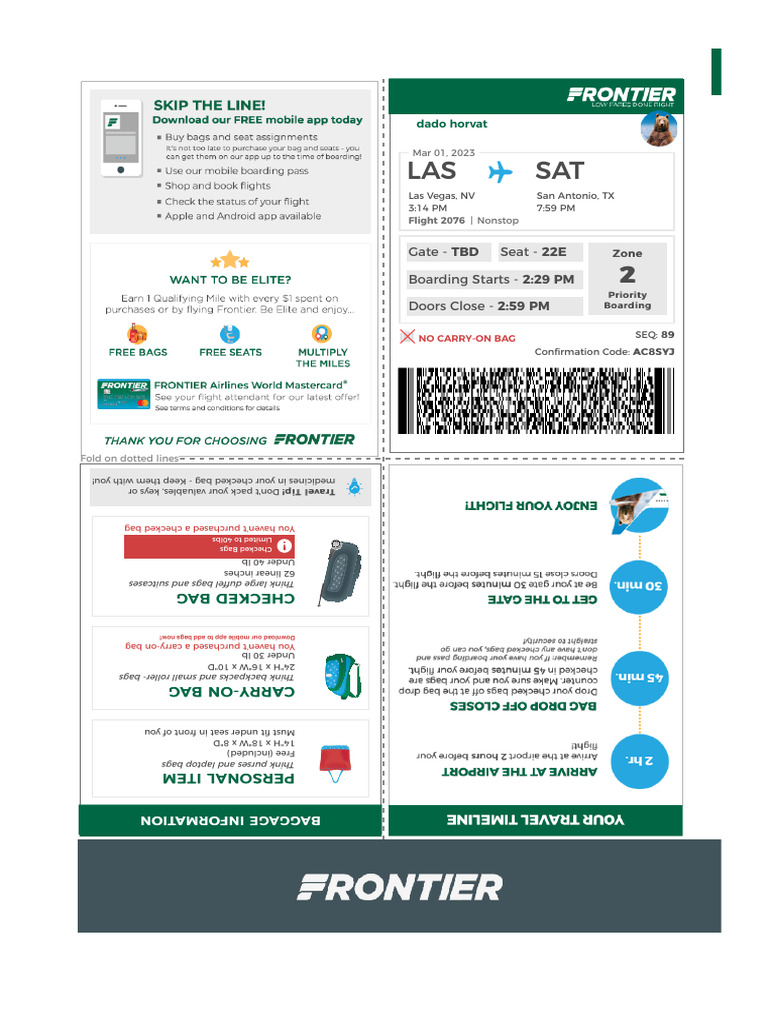 Boarding Pass Frontier Airlines PDF