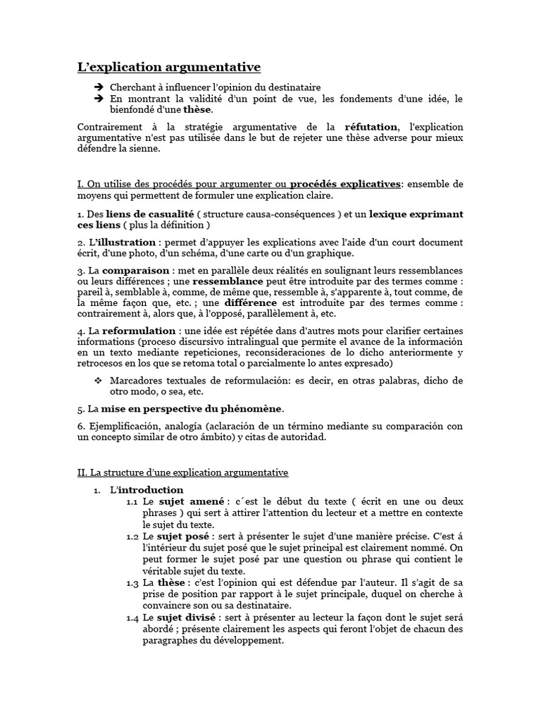 Procédés de l'explication argumentative | PDF | Arts du langage et ...
