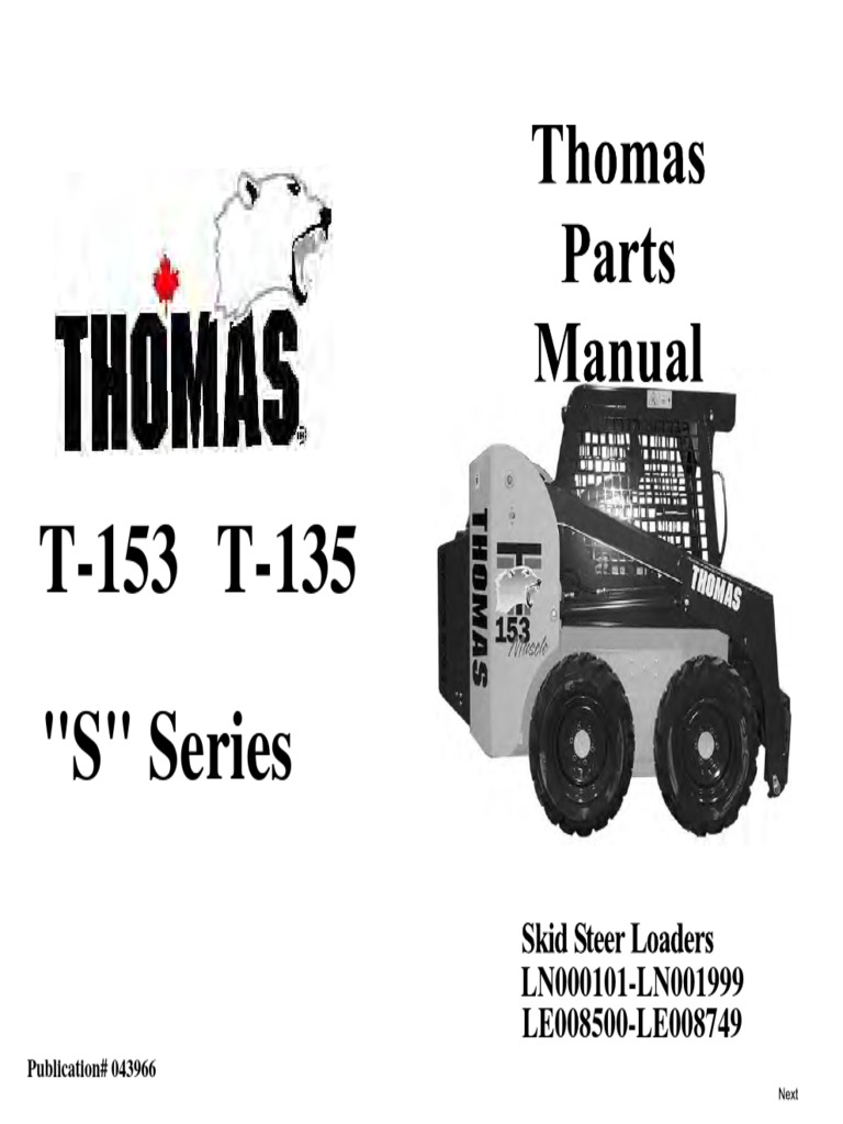 Thomas 135/153 Skid Steer Parts Index | PDF