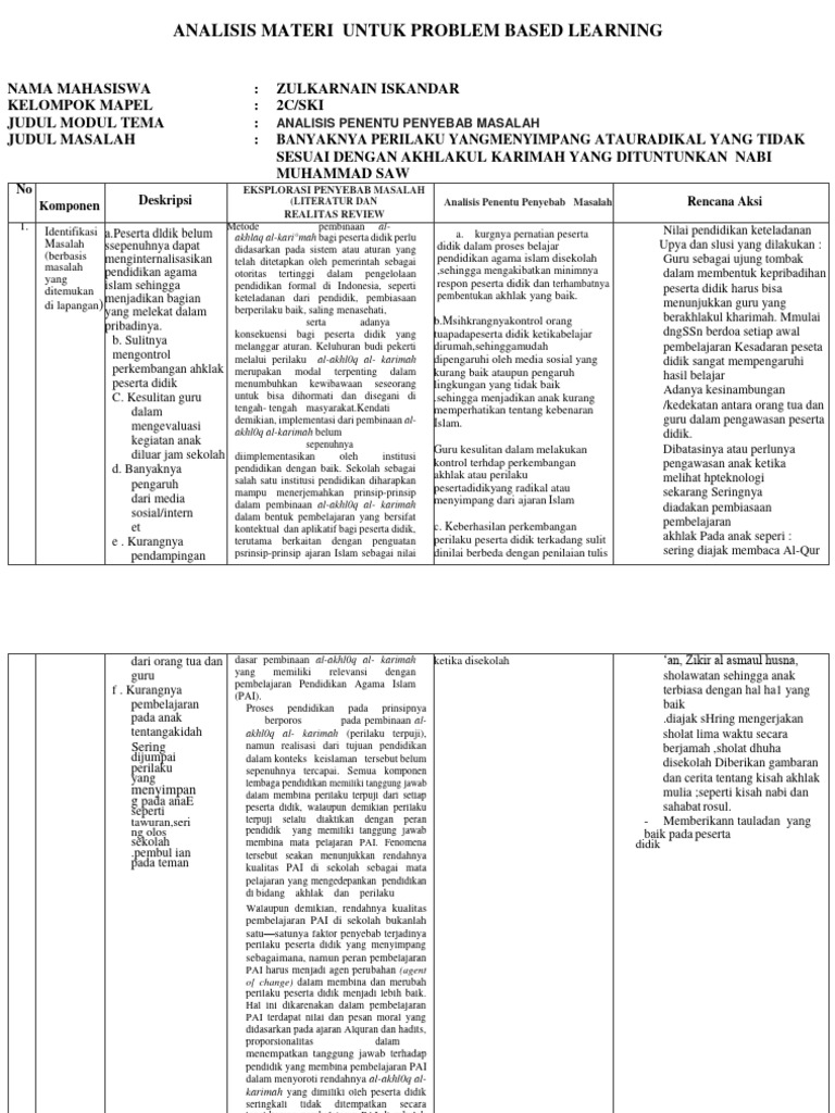 Analisis Materi Untuk Problem Based Learning: Analisis Penentu Penyebab ...