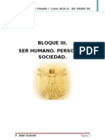 Bloque III Ser Humano, Persona y Sociedad