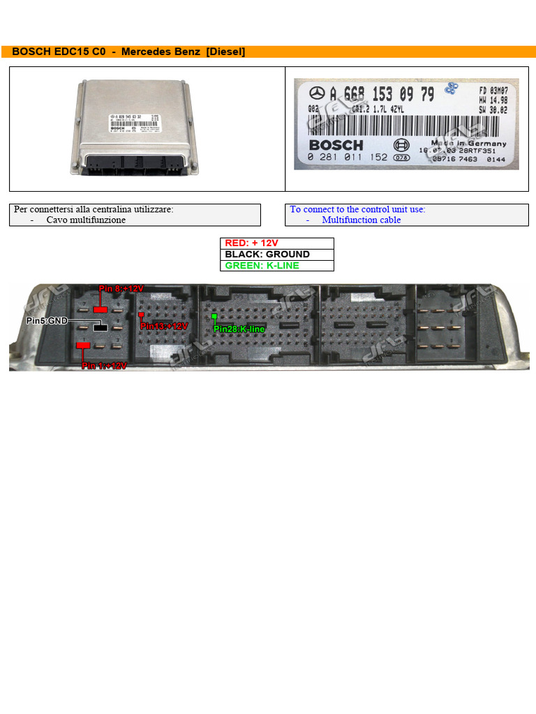 EDC15 C0 Pinout for Mercedes Benz | PDF