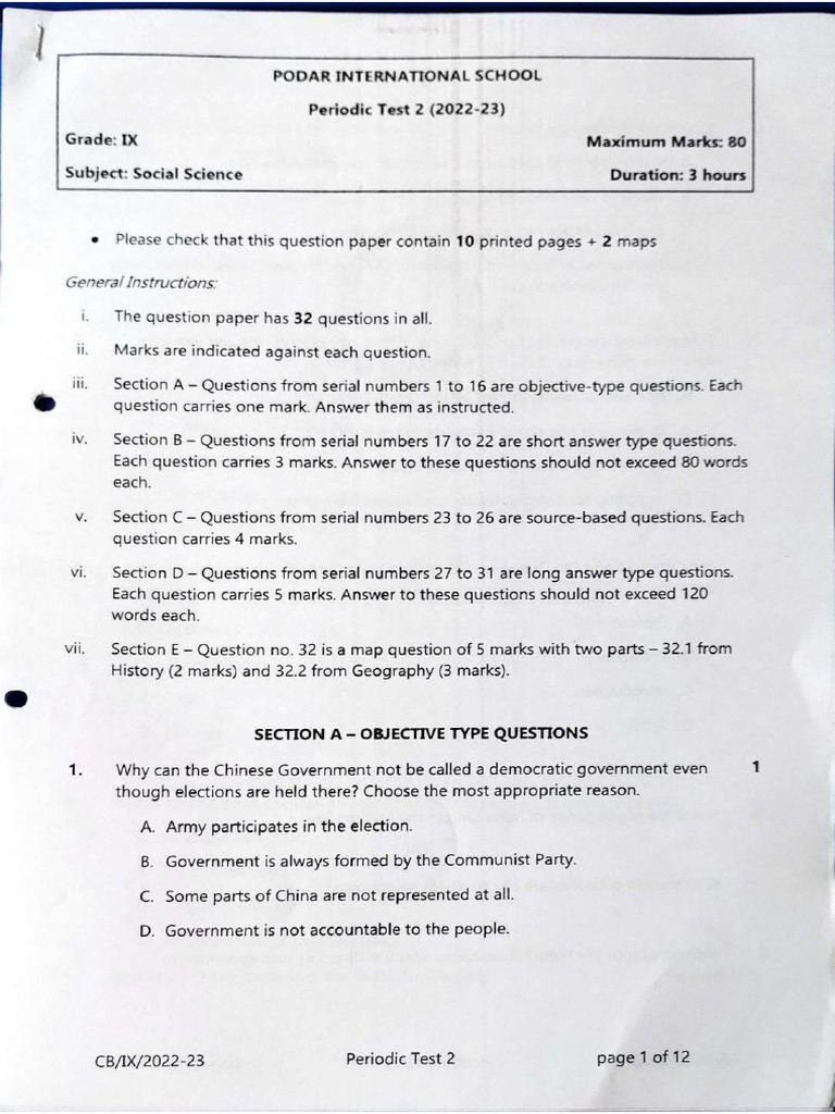 1695799926149.sample Paper Periodic Test 2 Social Science Class IX ...