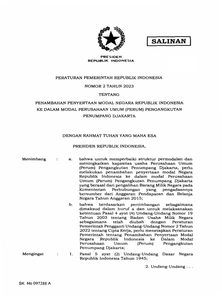 pp-nomor-2-tahun-2023 | PDF
