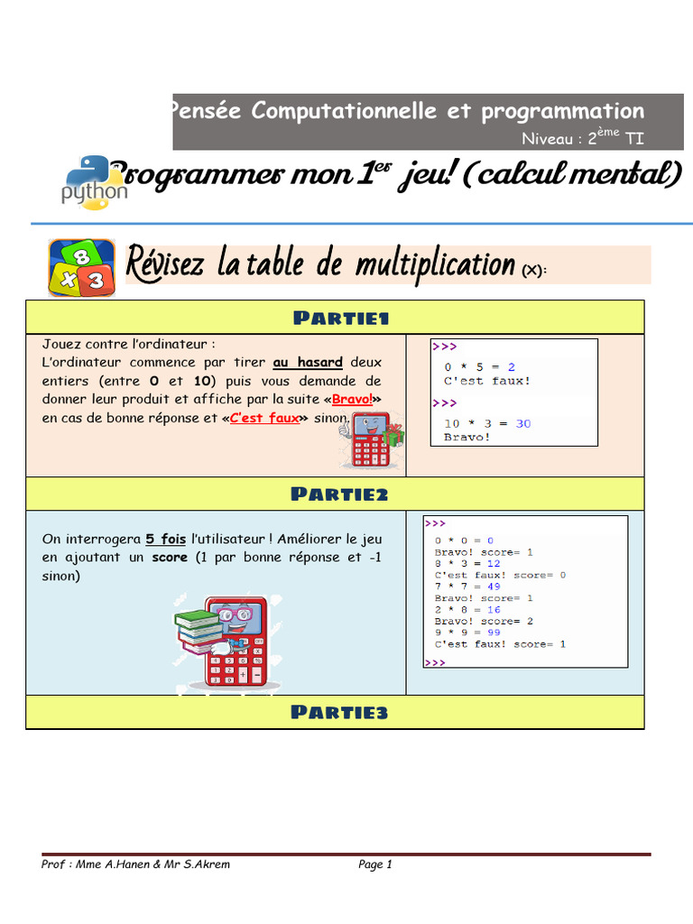 Jeu de calculatrice en Python | PDF | Structure de contrôle | Booléen