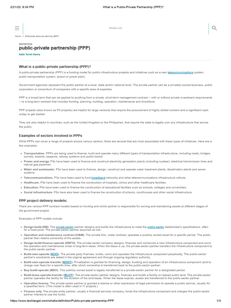 What Is A Public-Private Partnership (PPP) | PDF | Public–Private ...