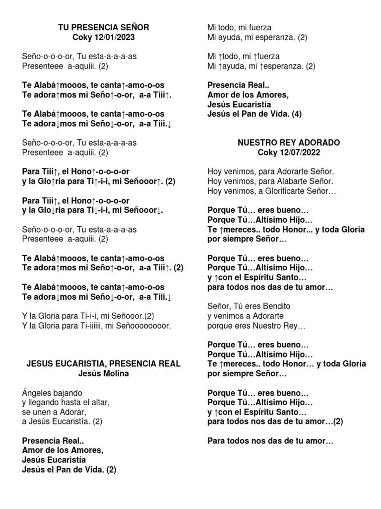 Cantos Hora Santa | PDF | eucaristía | Adoración Cristiana Y Liturgia