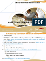 MEN3701 Lecture - Reliability Centred Maintenance