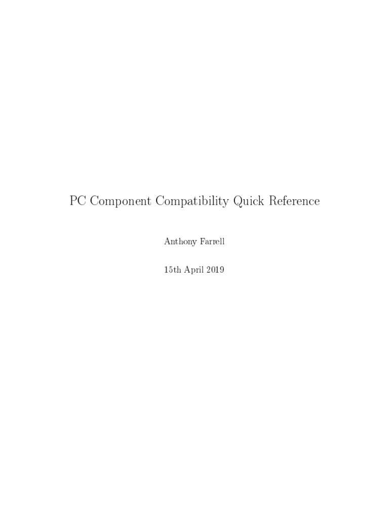 PC Guides PC Component Compatibility Quick Reference PDF Graphics