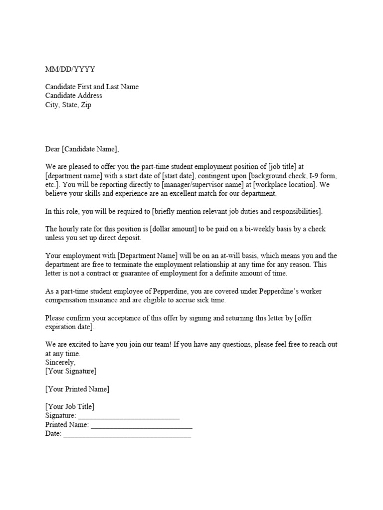 Job Offer Letter Template | PDF