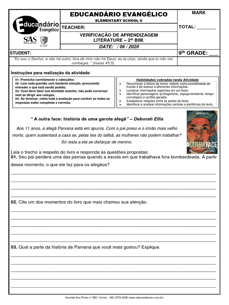 9A-Literatura-2B - A Outra Face | PDF