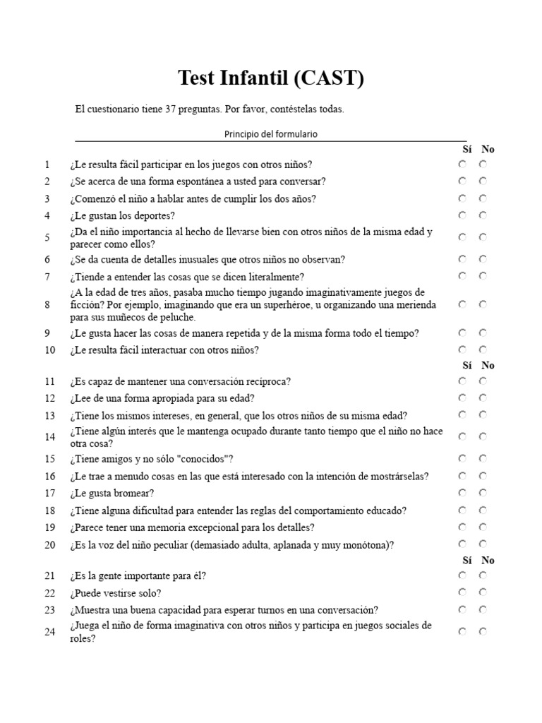 Test Infantil Del Síndrome de Asperger PDF
