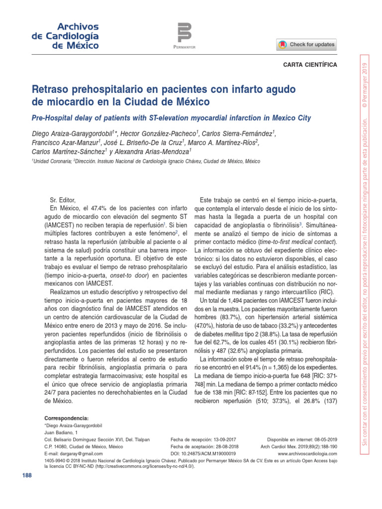 Retraso prehospitalario en infarto agudo | PDF | Corazón | Fisiología