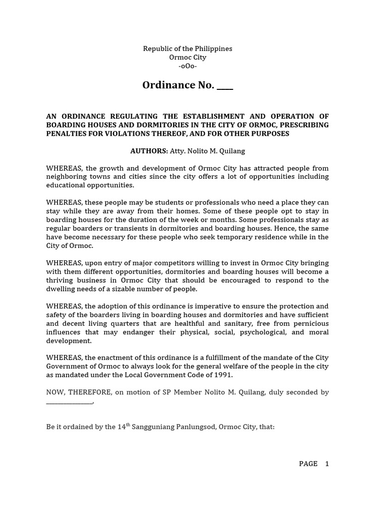 Boarding House Ordinance PDF