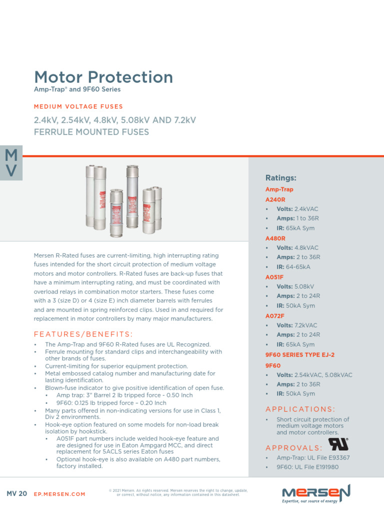 DS 2.5kV Ferrule Mount Motor Protection Mersen | PDF